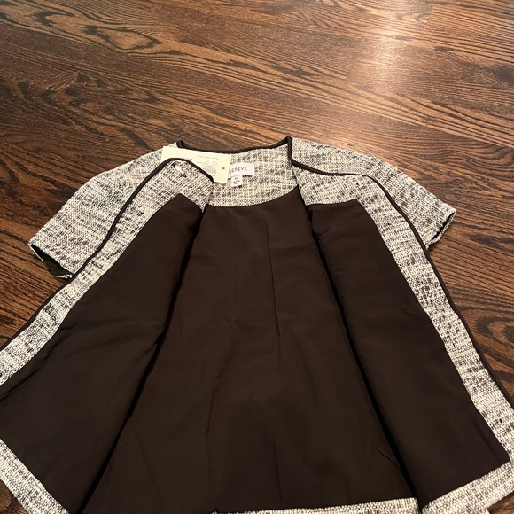 Evereve Black and Creamy white Margot Tweed Short Sleeve Jacket - Picture 3 of 7